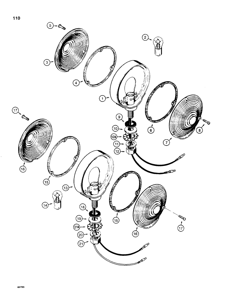 Схема запчастей Case 480C - (110) - TRACTOR LAMPS, D49733 STOP AND TAIL LAMP (55) - ELECTRICAL SYSTEMS