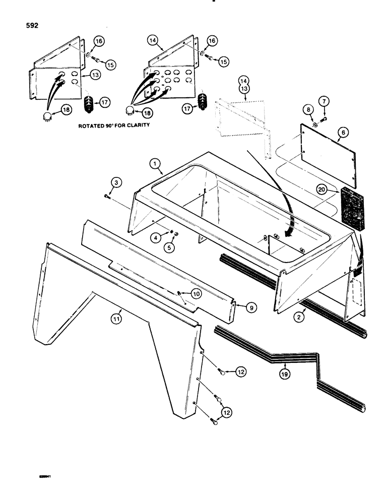 Схема запчастей Case 580SE - (592) - REAR CLOSURE PANELS, CAB MODELS WITHOUT BACKHOE, SPECIAL (09) - CHASSIS/ATTACHMENTS