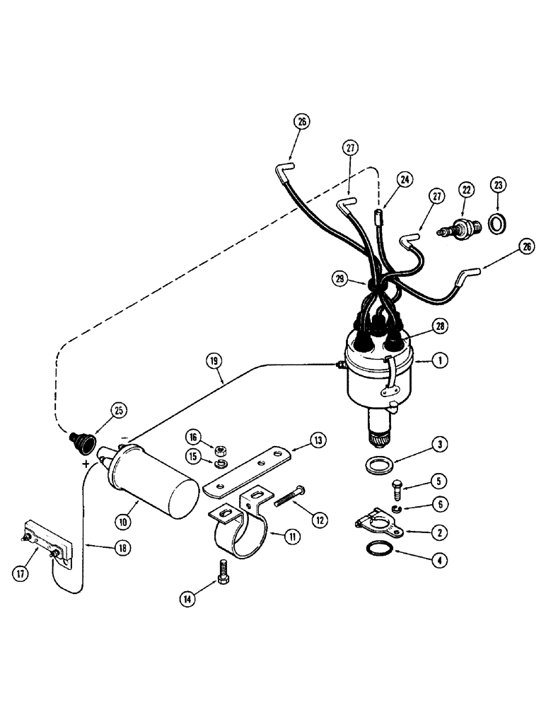 Схема запчастей Case 1700-SERIES - (029A) - STANDARD IGNITION SYSTEM, 148B SPARK IGNITION ENGINE (10) - ENGINE