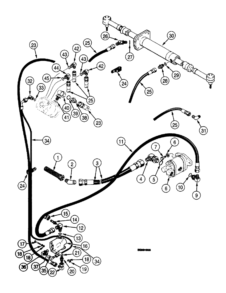 Схема запчастей Case 660 - (5-07A) - FRONT STEERING HYDRAULIC CIRCUIT, WITH HOSES AT STEERING VALVE (05) - STEERING