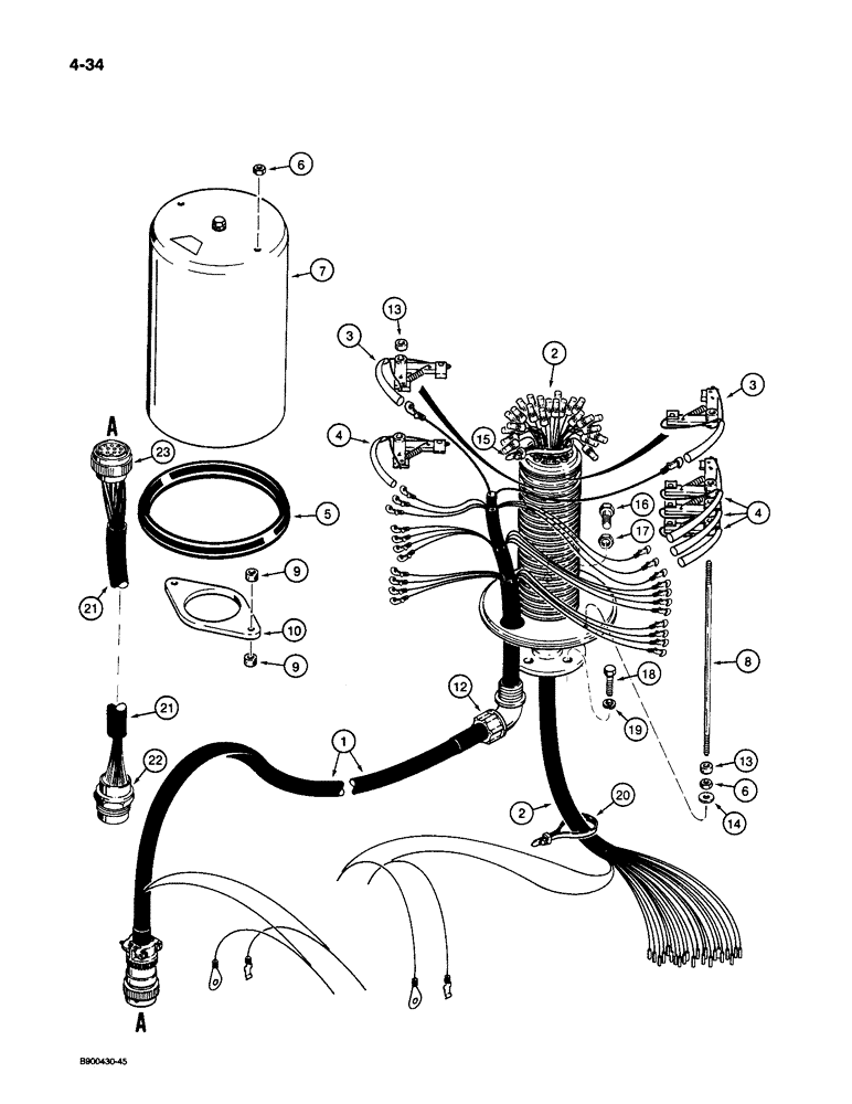 Схема запчастей Case 1085C - (4-34) - ELECTRICAL SWIVEL (04) - ELECTRICAL SYSTEMS