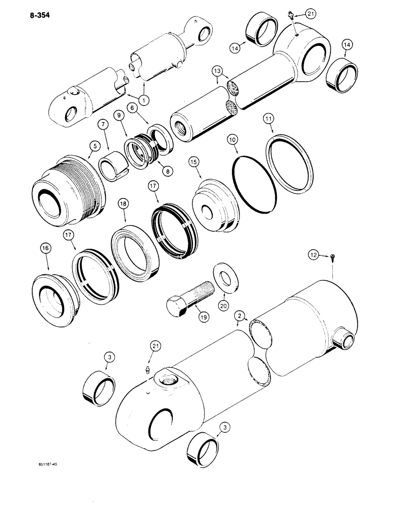 Схема запчастей Case 680K - (8-354) - G101348 BACKHOE DIPPER CYLINDER (08) - HYDRAULICS