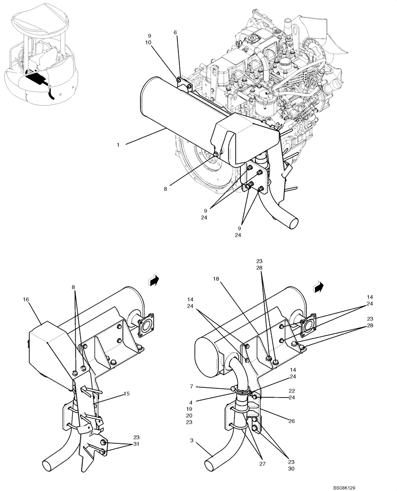 Схема запчастей Case CX50B - (01-012) - MUFFLER ASSY (PH12P00013F1) (05) - SUPERSTRUCTURE