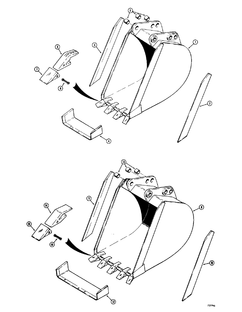 Схема запчастей Case 780 - (522) - BACKHOE BUCKETS, 19 INCH (330 MM) TRENCHING BUCKET, 24" (620MM) TRENCHING BUCKET (09) - CHASSIS/ATTACHMENTS