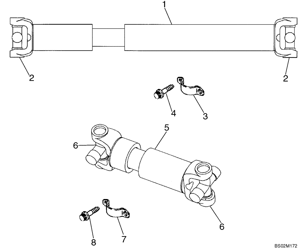 Схема запчастей Case 721D - (06-36) - DRIVE SHAFT - CENTER AND REAR (06) - POWER TRAIN