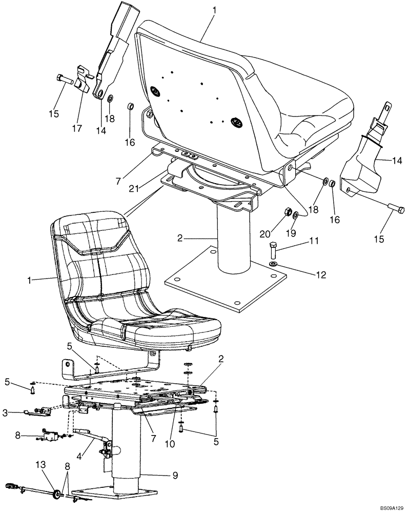 Схема запчастей Case 580SM - (09-45A) - SEAT - MOUNTING (SEARS, STANDARD) (09) - CHASSIS/ATTACHMENTS