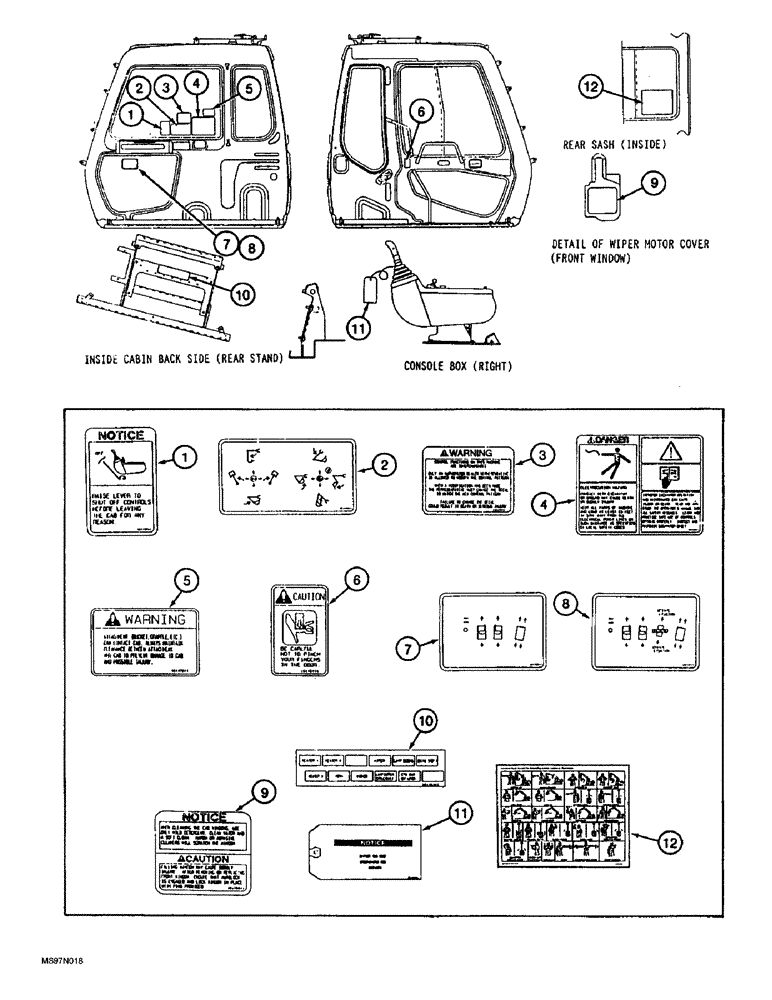 Схема запчастей Case 9045B - (9-114) - DECALS - FRENCH LANGUAGE, OPERATOR’S COMPARTMENT (09) - CHASSIS