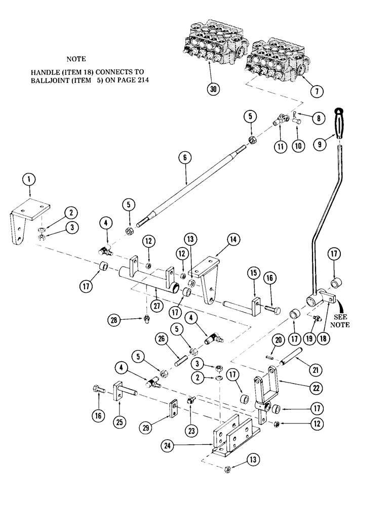 Схема запчастей Case 980 - (186) - HOIST CONTROL AND LINKAGE (05) - UPPERSTRUCTURE CHASSIS