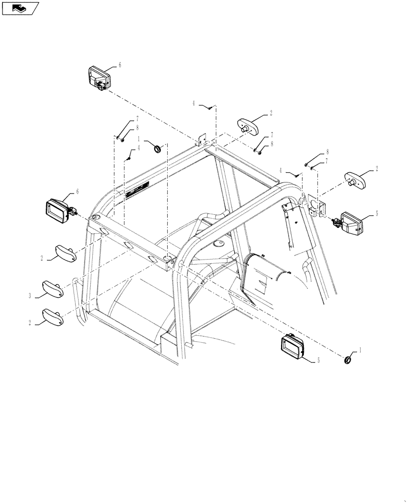 Схема запчастей Case 588H - (55.404.01) - CAB LIGHTING INSTALLATION (55) - ELECTRICAL SYSTEMS