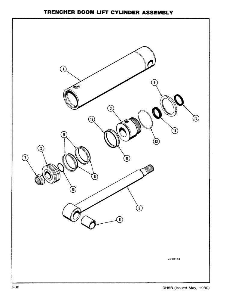 Схема запчастей Case DH5 - (2-38) - TRENCHER BOOM LIFT CYLINDER ASSEMBLY (35) - HYDRAULIC SYSTEMS