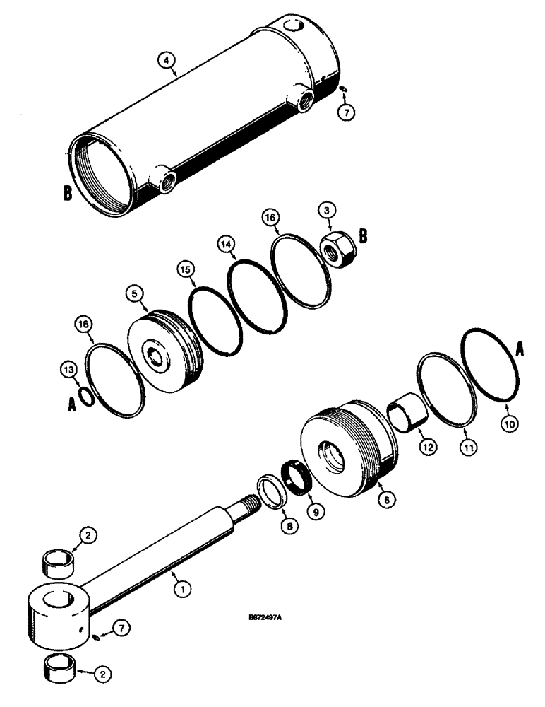 Схема запчастей Case 660 - (8-036) - BACKFILL BLADE ANGLE/PLOW SWING CYLINDER - H673704 (08) - HYDRAULICS