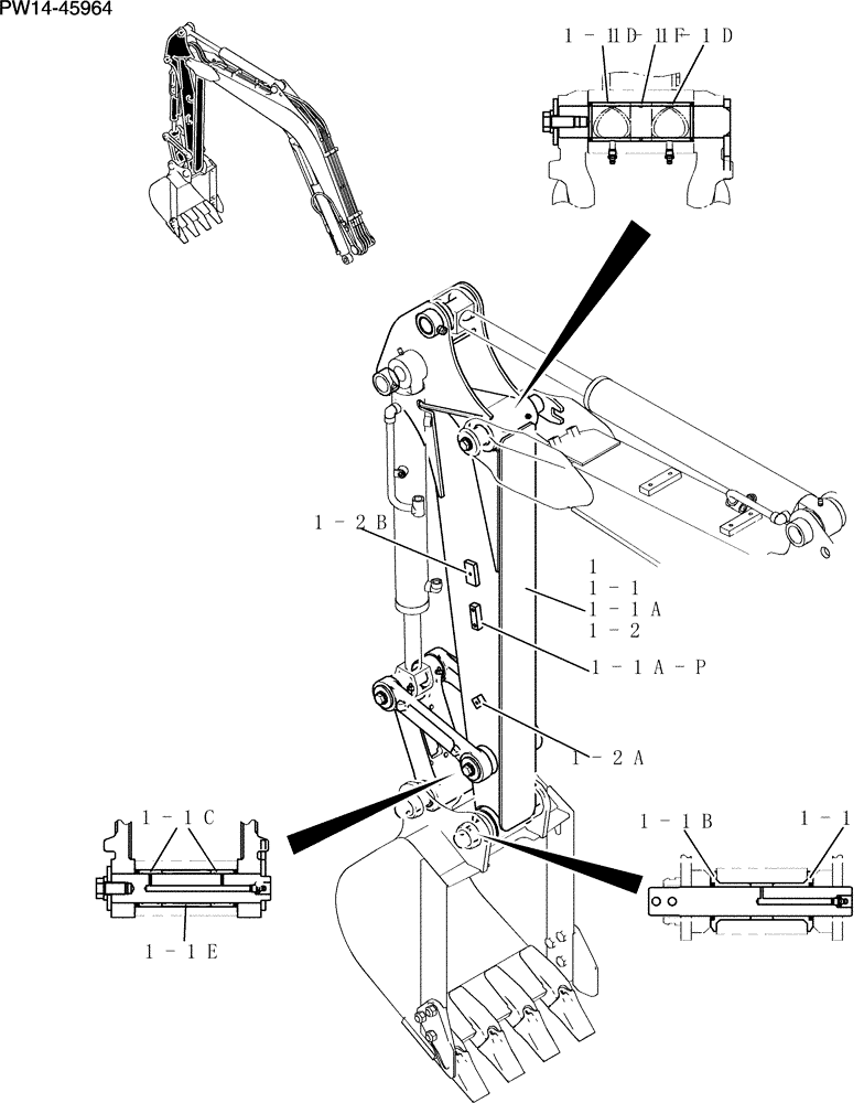 Схема запчастей Case CX31B - (580-60[1Z82]) - ARM ASSEMBLY, STD 1.18M ROTORY, NIBBLER & BREAKER (58) - ATTACHMENTS/HEADERS