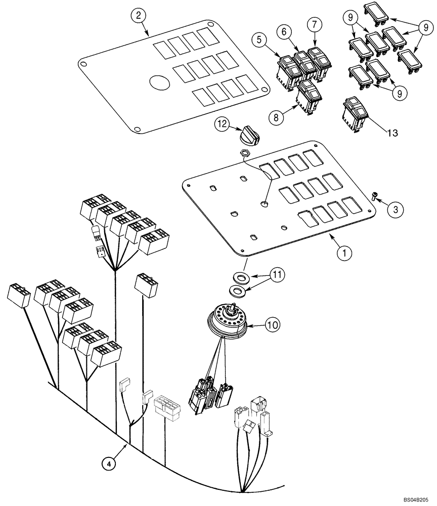 Схема запчастей Case 721D - (04-03A) - PANEL, CONTROL - CANOPY (04) - ELECTRICAL SYSTEMS