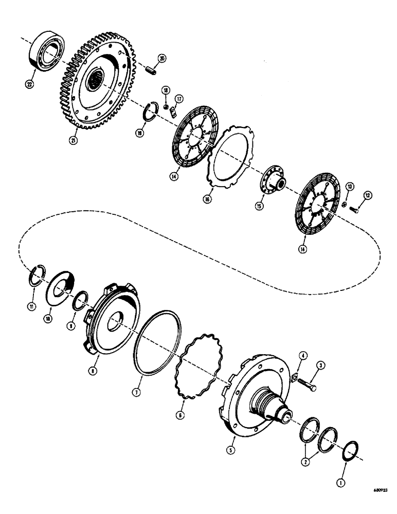 Схема запчастей Case 400C - (112) - POWERSHIFT TRANSMISSION, HIGH RANGE CLUTCH AND TRANSFER GEAR (06) - POWER TRAIN