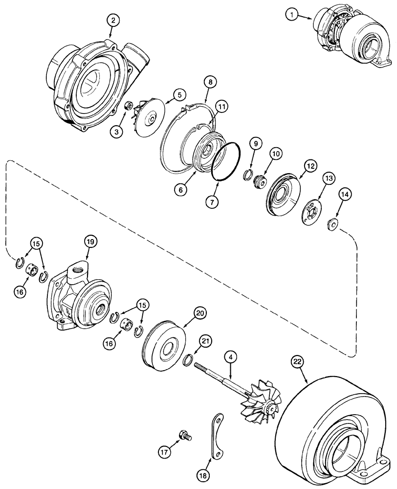 Схема запчастей Case 621C - (02-013) - TURBOCHARGER ASSY, NORTH AMERICA/EUROPE, 6T-590 EMISSIONS CERTIFIED ENGINE (02) - ENGINE