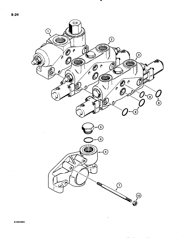 Схема запчастей Case 621 - (8-24) - LOADER CONTROL VALVE, TWO SPOOL (08) - HYDRAULICS