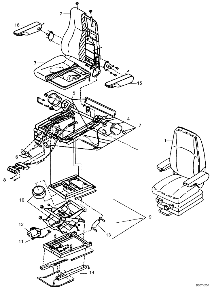 Схема запчастей Case 330 - (51B00000026[01]) - SEAT WITH PNEUMATIC SUSPENSION (8900195165) (10) - Cab/Cowlings