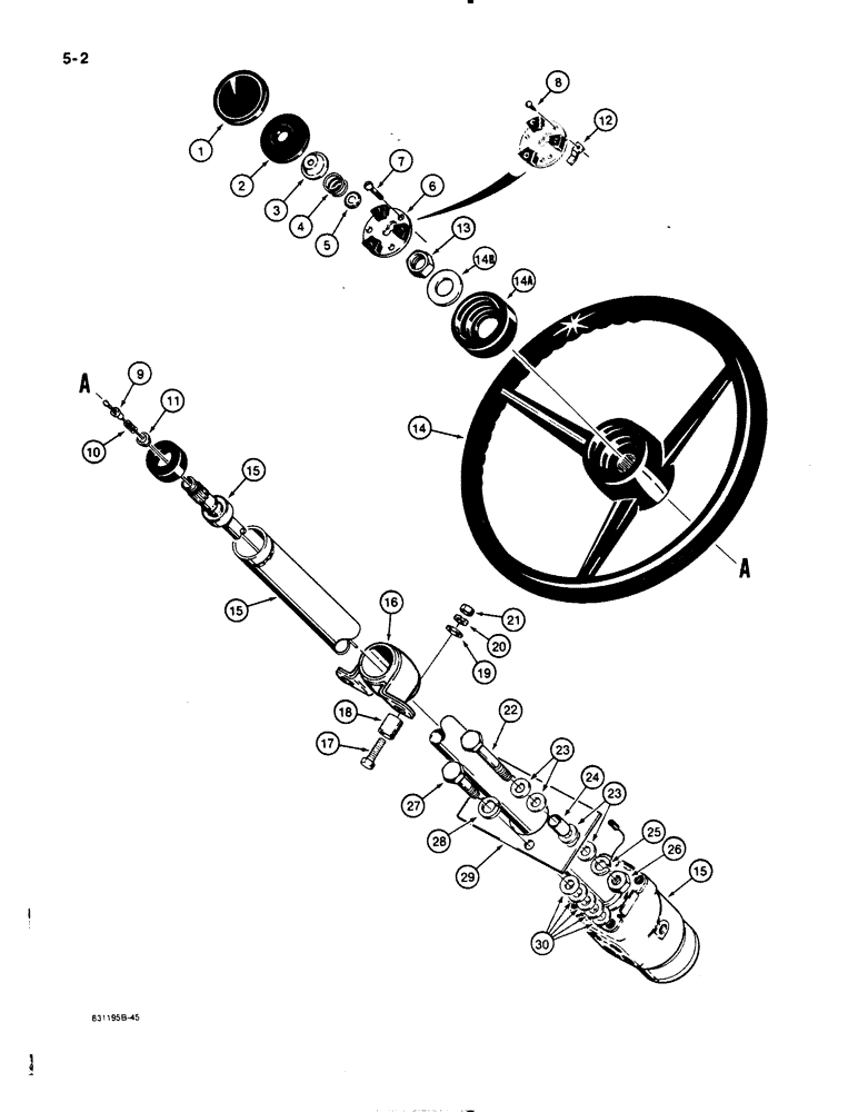 Схема запчастей Case W11B - (5-002) - STEERING WHEEL AND COLUMN (05) - STEERING