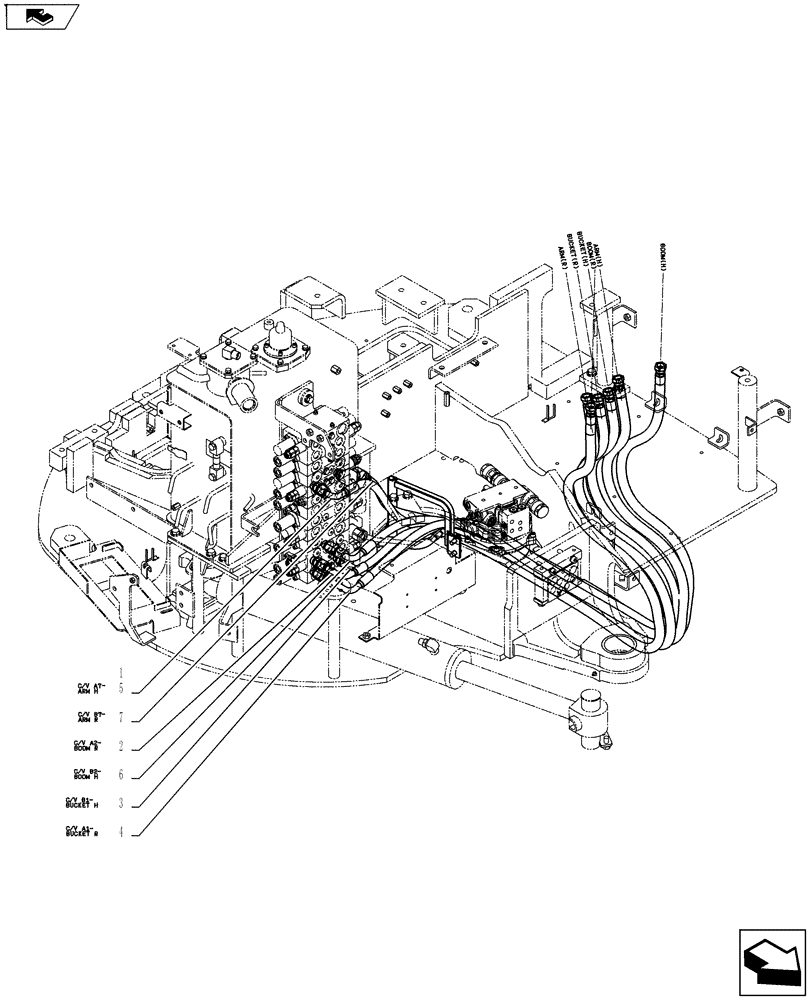 Схема запчастей Case CX55BMSR - (01-024[01]) - HYD LINES, UPPER (35) - HYDRAULIC SYSTEMS