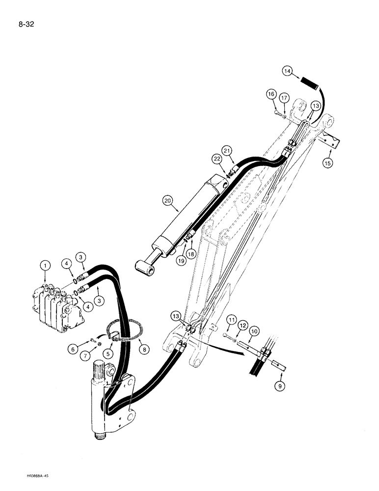 Схема запчастей Case 360 - (8-32) - BACKHOE BOOM CYLINDER HYDRAULIC CIRCUIT (08) - HYDRAULICS