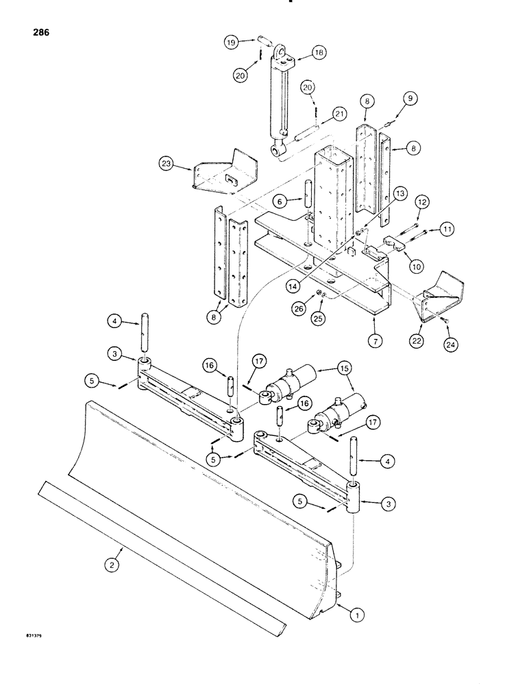 Схема запчастей Case SD100 - (286) - BACKFILL BLADE, HYDRAULIC ANGLING, TWO ANGLE CYLINDERS (35) - HYDRAULIC SYSTEMS