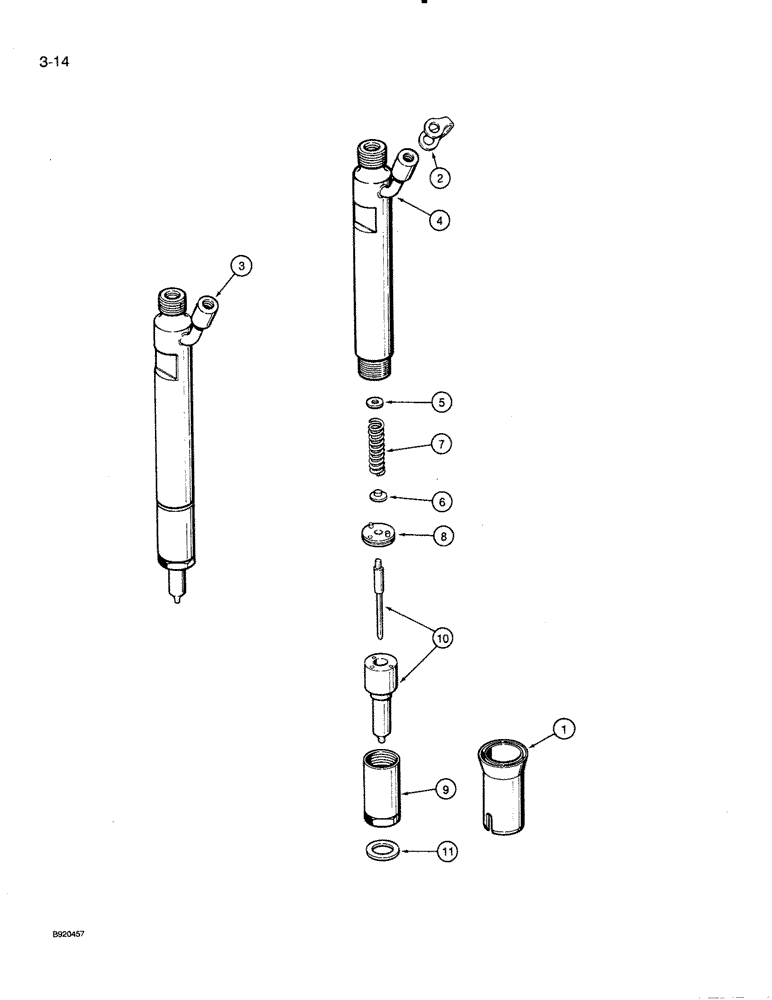 Схема запчастей Case 821 - (3-014) - FUEL INJECTION NOZZLE, 6T-830 ENGINE (03) - FUEL SYSTEM