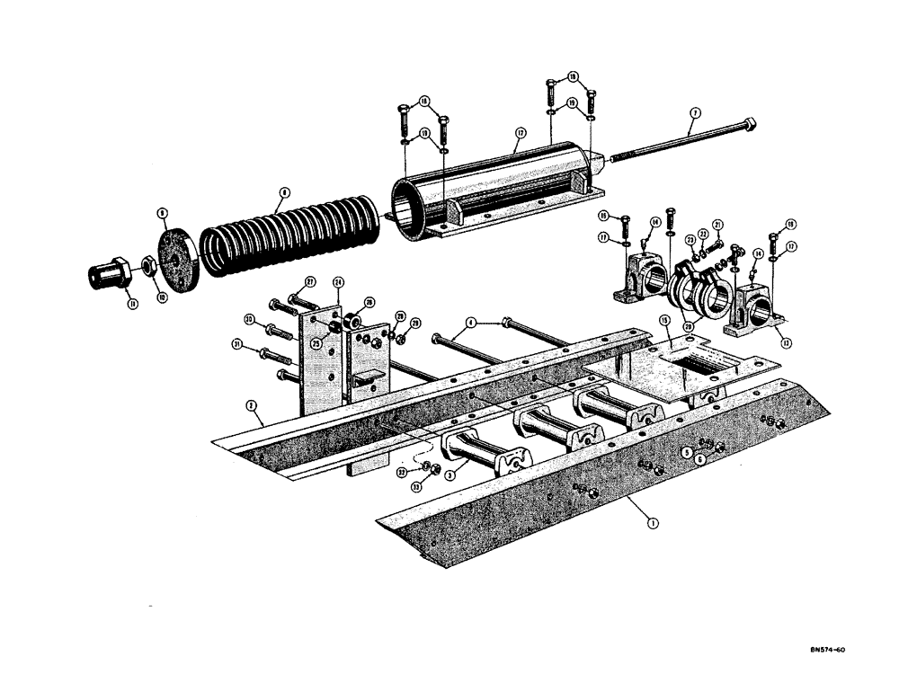 Схема запчастей Case 310E - (050) - TRACK FRAME AND RECOIL SPRING (4 ROLLER TRACK) (04) - UNDERCARRIAGE