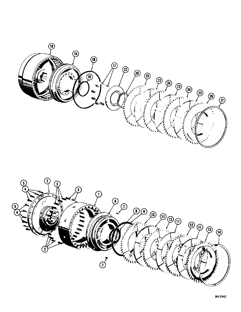 Схема запчастей Case 1000 - (114) - HYDRAULIC CLUTCH PARTS (04) - UNDERCARRIAGE