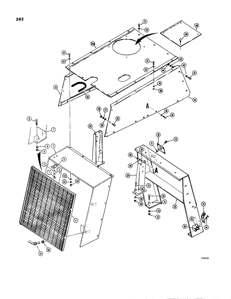 Схема запчастей Case W24B - (262) - GRILLE AND HOOD (09) - CHASSIS