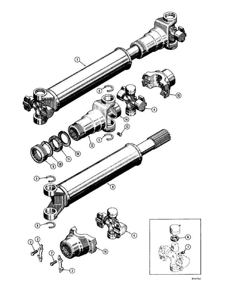 Схема запчастей Case 1000D - (108) - D31859 DRIVESHAFT, USED ON TRACTOR SERIAL NO. 7104823 & AFTER (03) - TRANSMISSION