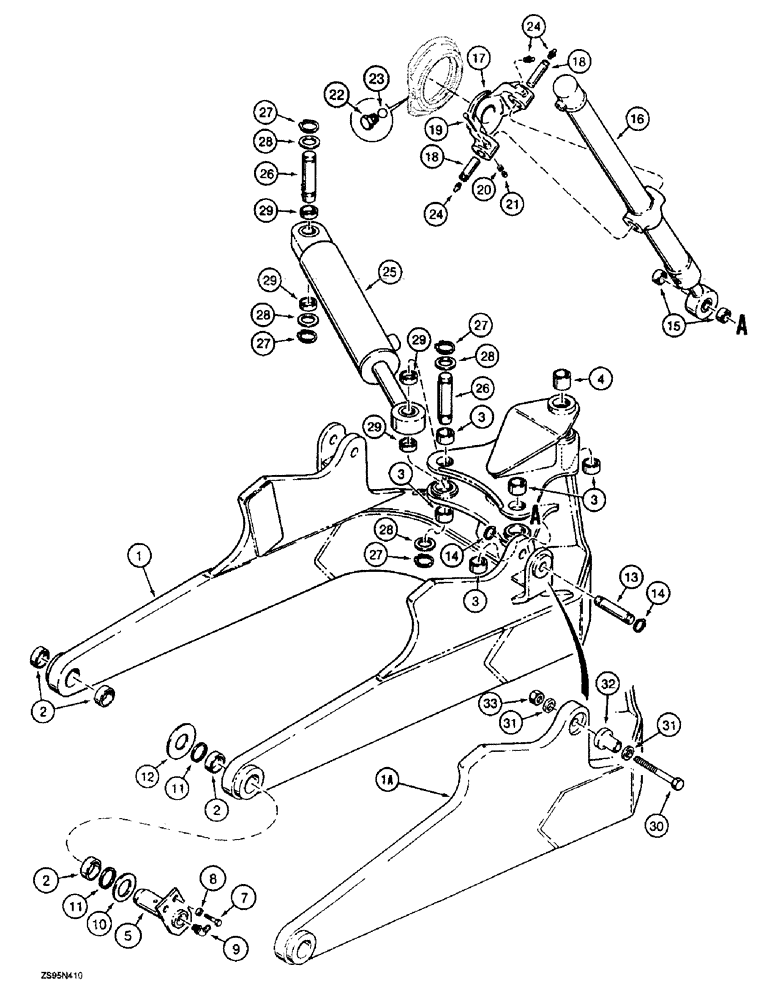 Схема запчастей Case 1150E - (9-024) - LONG TRACK ANGLE TILT DOZER MODELS, C-FRAME, LIFT AND ANGLE CYLINDER MOUNTING (09) - CHASSIS/ATTACHMENTS