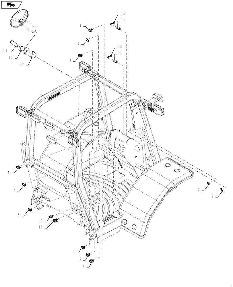 Схема запчастей Case 588H - (55.512.01) - CAB CONTROL SWITCHES (55) - ELECTRICAL SYSTEMS