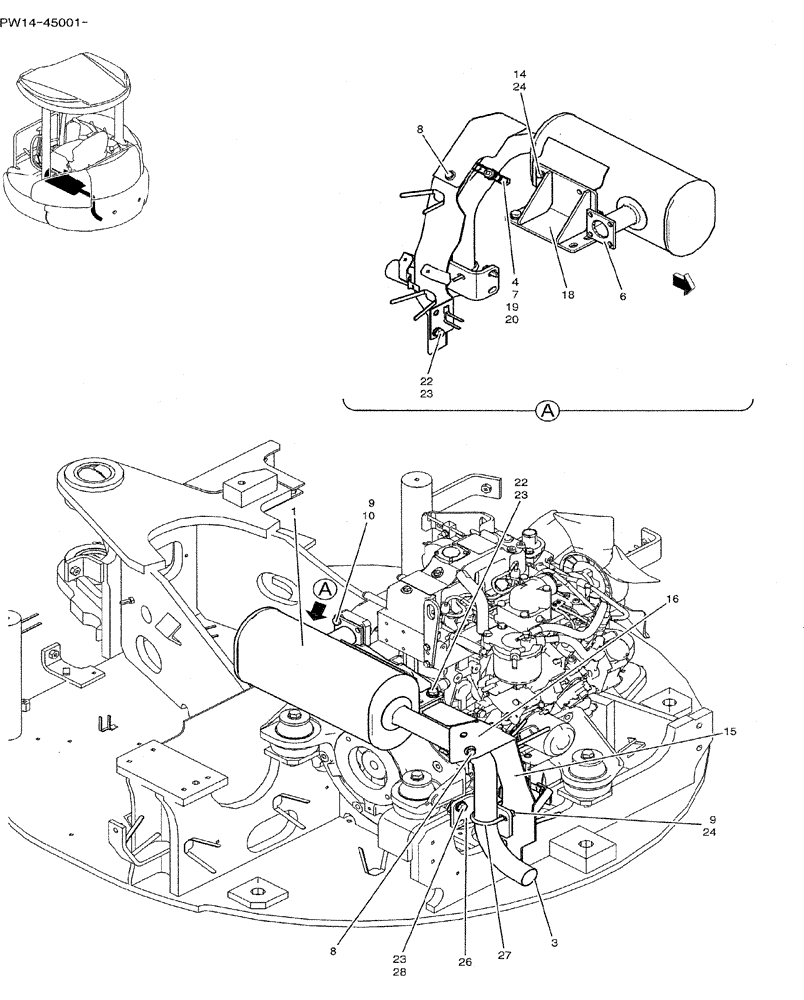 Схема запчастей Case CX31B - (01-010) - MUFFLER ASSY (10) - ENGINE