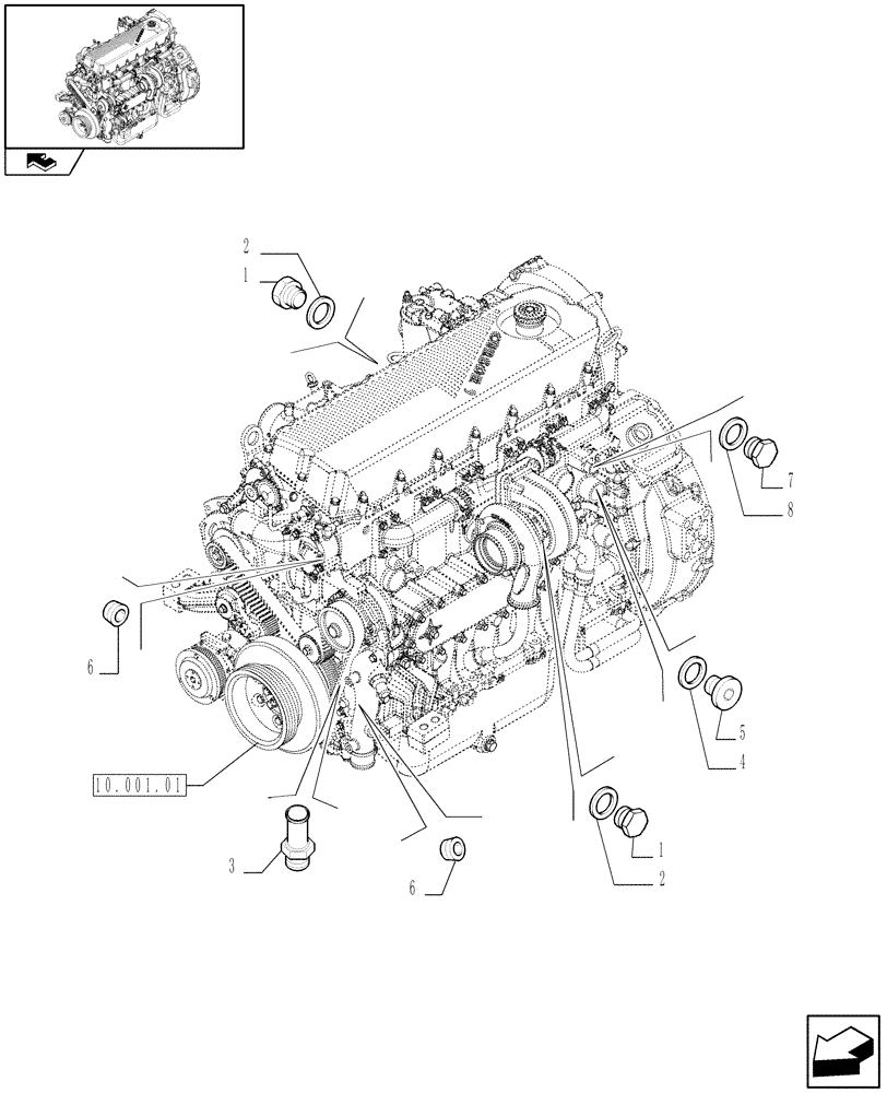 Схема запчастей Case F2CE9684U E151 - (10.400.02) - PIPING - ENGINE COOLING SYSTEM (504032236/38-504033566-504051325-504088291/92-504236580/81-504223088) (01) - ENGINE