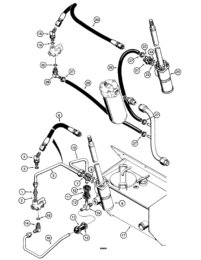 Схема запчастей Case W14 - (252) - STEERING HYDRAULIC CIRCUIT, FLOW CONTROL VALVE TO FILTER IN RESEVOIR (05) - STEERING