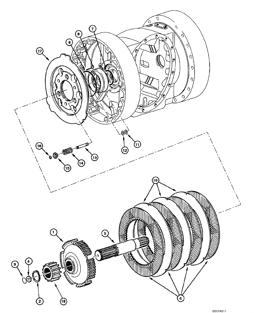 Схема запчастей Case 845 DHP - (06.26[00]) - REAR AXLE GRAZIANO - SERVICE BRAKE ASSEMBLY (06) - POWER TRAIN