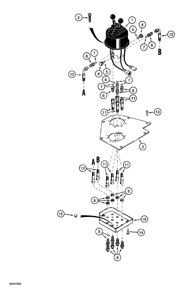 Схема запчастей Case 921 - (8-060) - REMOTE LOADER CONTROL CIRCUIT, DUAL LEVER WITH TWO-SPOOL VALVE (08) - HYDRAULICS