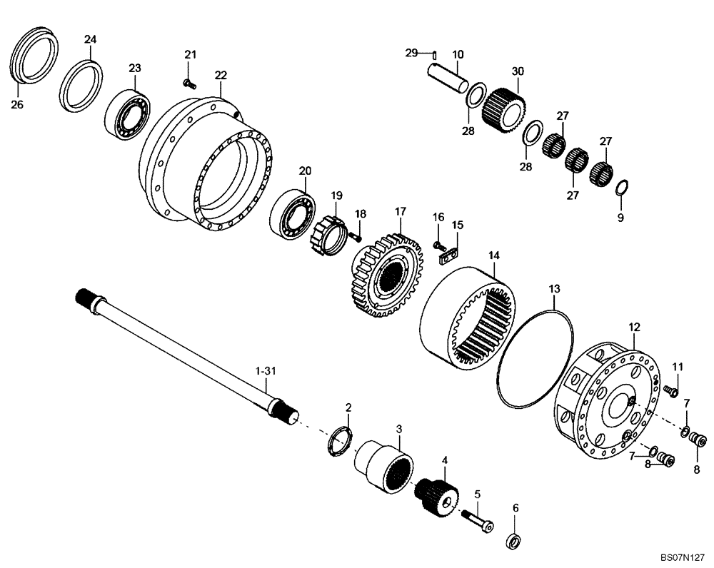 Схема запчастей Case 327B - (32A00000672[001]) - WHEEL REDUCTION GEAR, INTERMEDIATE AXLE (87695211) (11) - AXLES/WHEELS