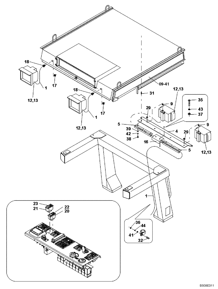 Схема запчастей Case SV212 - (55.404.04[02]) - WORK LAMPS, CAB - BTW DDD003017 - NENTC3714 (55) - ELECTRICAL SYSTEMS