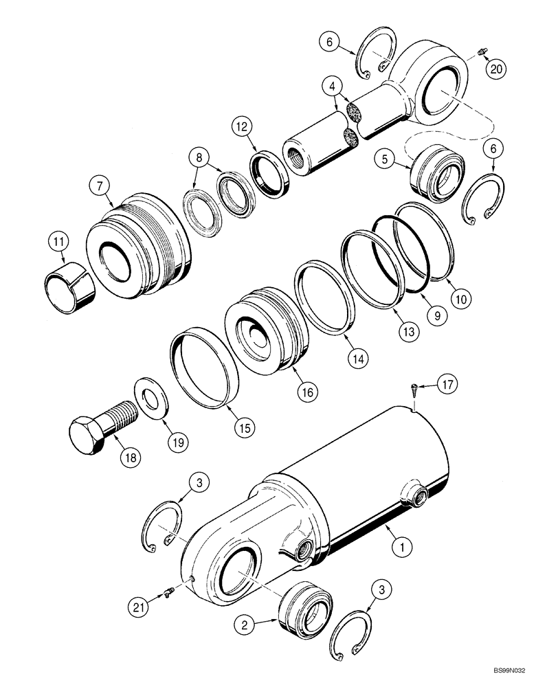 Схема запчастей Case 1150H_IND - (08-13) - CYLINDER ASSY - TILT (08) - HYDRAULICS