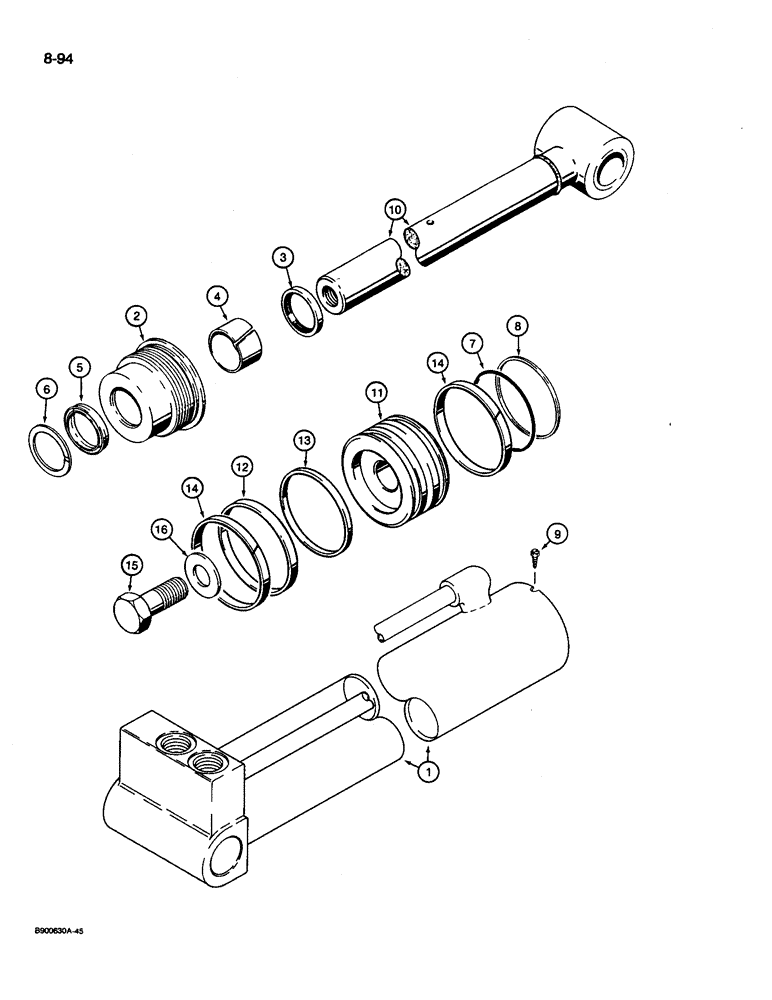 Схема запчастей Case 1085C - (8-094) - EXTENDAHOE DIPPER CYLINDER (08) - HYDRAULICS