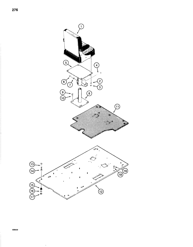 Схема запчастей Case 1280B - (276) - SEAT, SEAT MOUNTING AND FLOOR PLATE (09) - CHASSIS/ATTACHMENTS