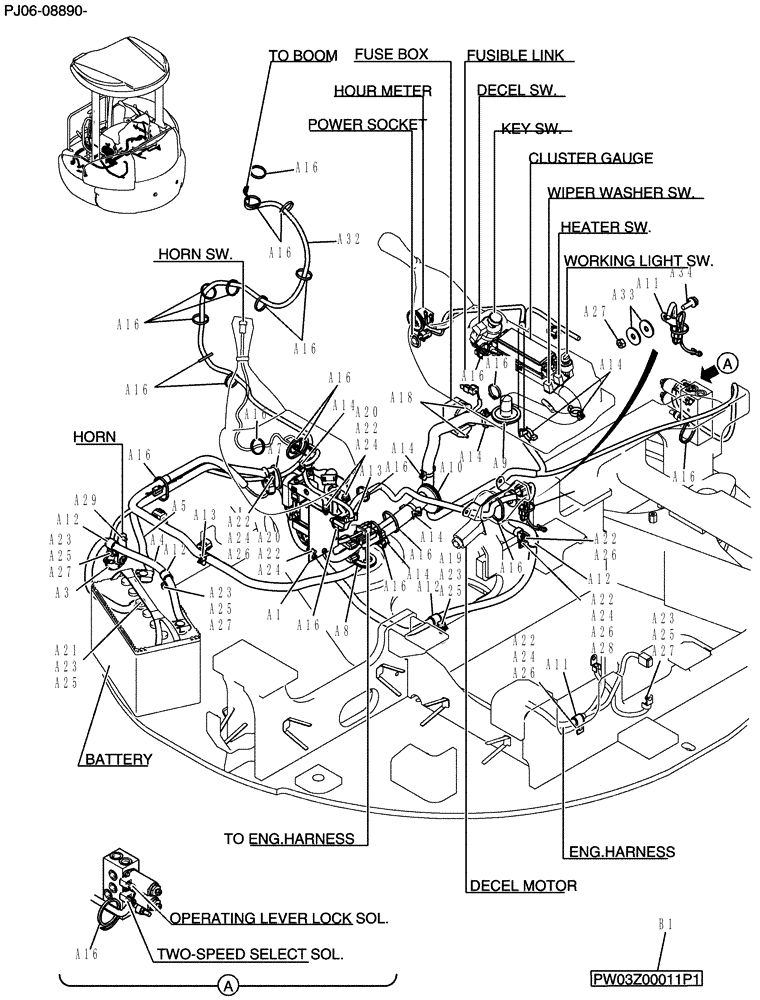 Схема запчастей Case CX50B - (312-01[1]) - ELEC ASSY, UPP (55) - ELECTRICAL SYSTEMS