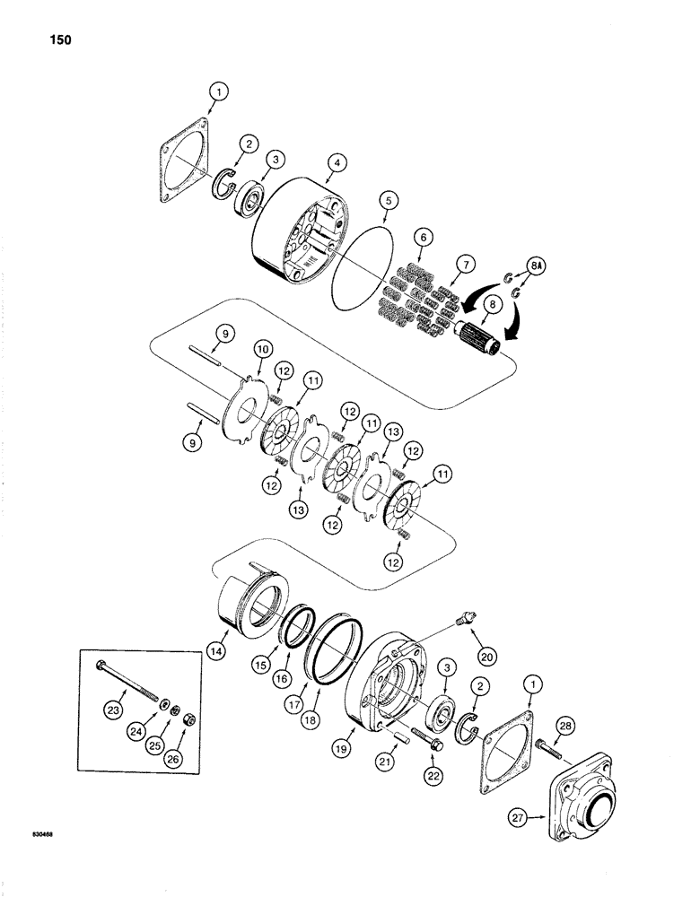 Схема запчастей Case 1280 - (150) - TRACK DRIVE BRAKE (04) - UNDERCARRIAGE