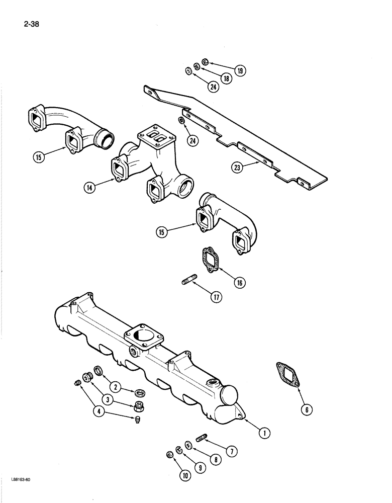 Схема запчастей Case 1080B - (2-38) - INTAKE MANIFOLD, 504BDT ENGINE (02) - ENGINE