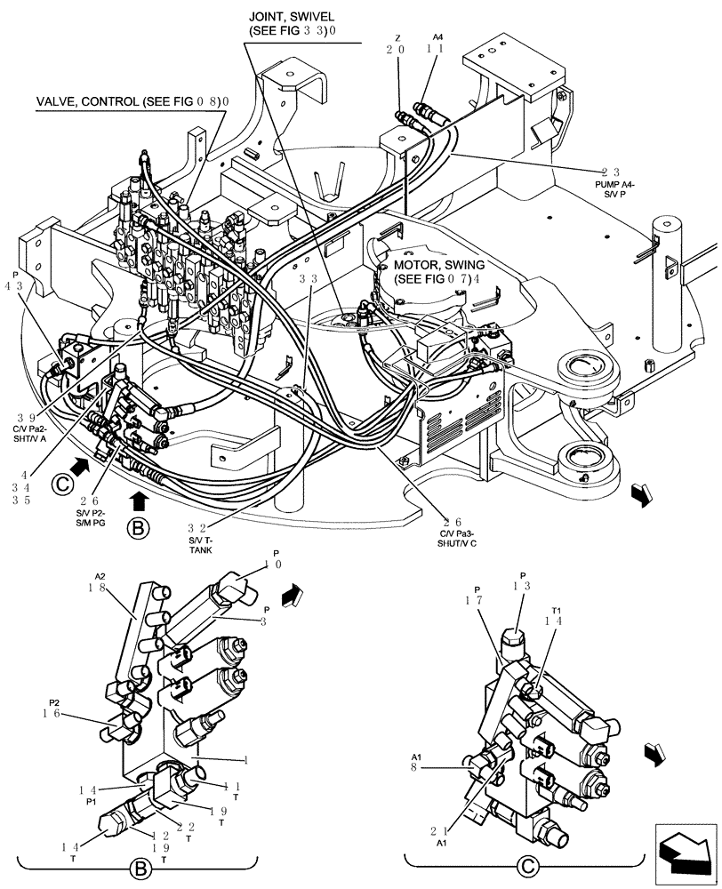 Схема запчастей Case CX31B - (718-02[1]) - CONTROL LINES, REMOTE (COOLER) (35) - HYDRAULIC SYSTEMS