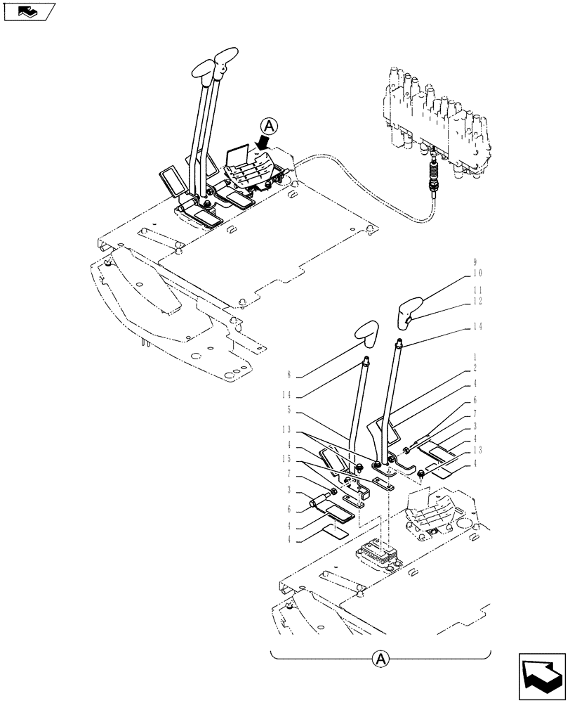 Схема запчастей Case CX55BMSR - (01-047[00]) - LEVER ASSY, CONTROL (90) - PLATFORM, CAB, BODYWORK AND DECALS