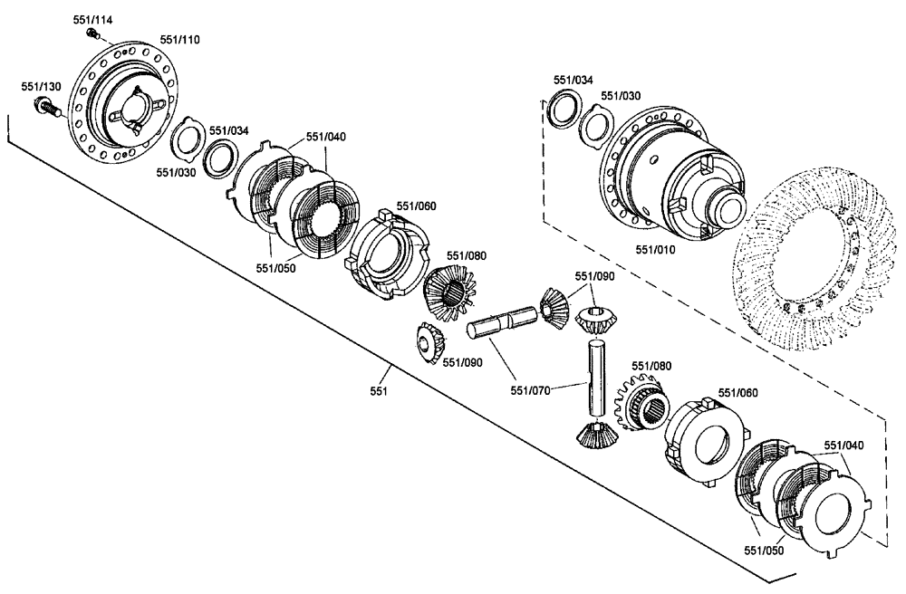 Схема запчастей Case 335B - (18A00000601[001]) - DIFFERENTIAL CARRIER, GEARBOX (87453827) (03) - Converter / Transmission