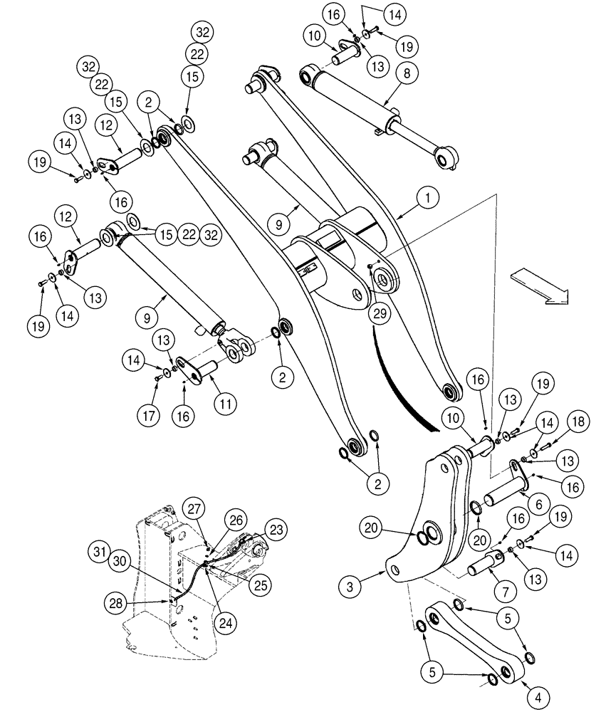 Схема запчастей Case 521D - (09-05) - FRAME - LOADER LIFT (09) - CHASSIS