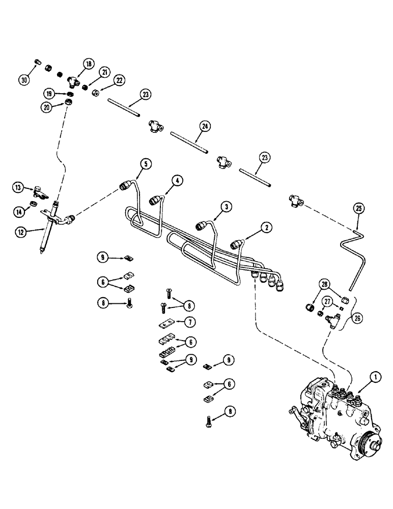 Схема запчастей Case 880 - (044) - FUEL INJECTION SYSTEM, 336BDT DIESEL ENGINE (01) - ENGINE